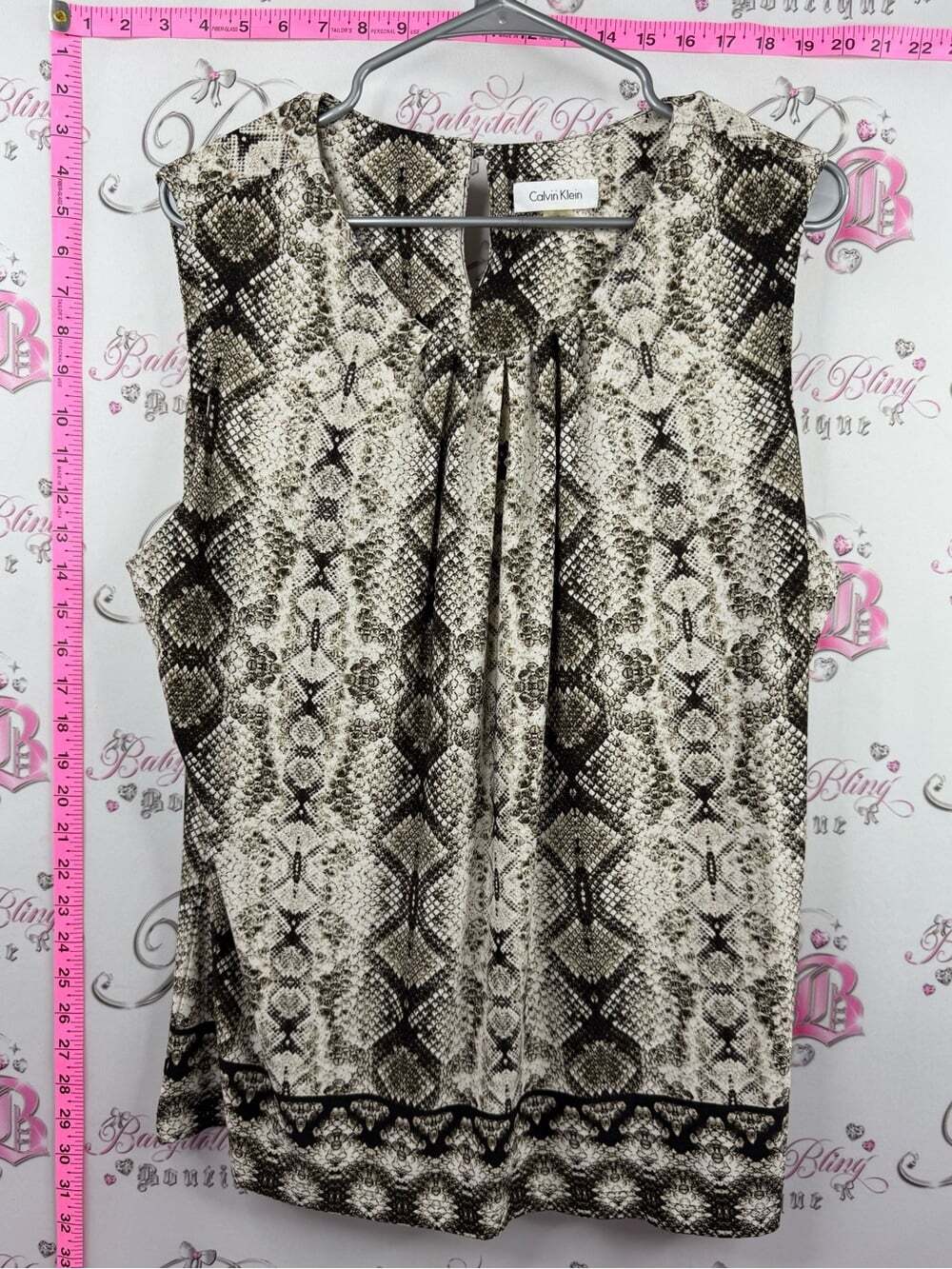 Calvin Klein Snake-Print Sleeveless Tank in Cream and Black